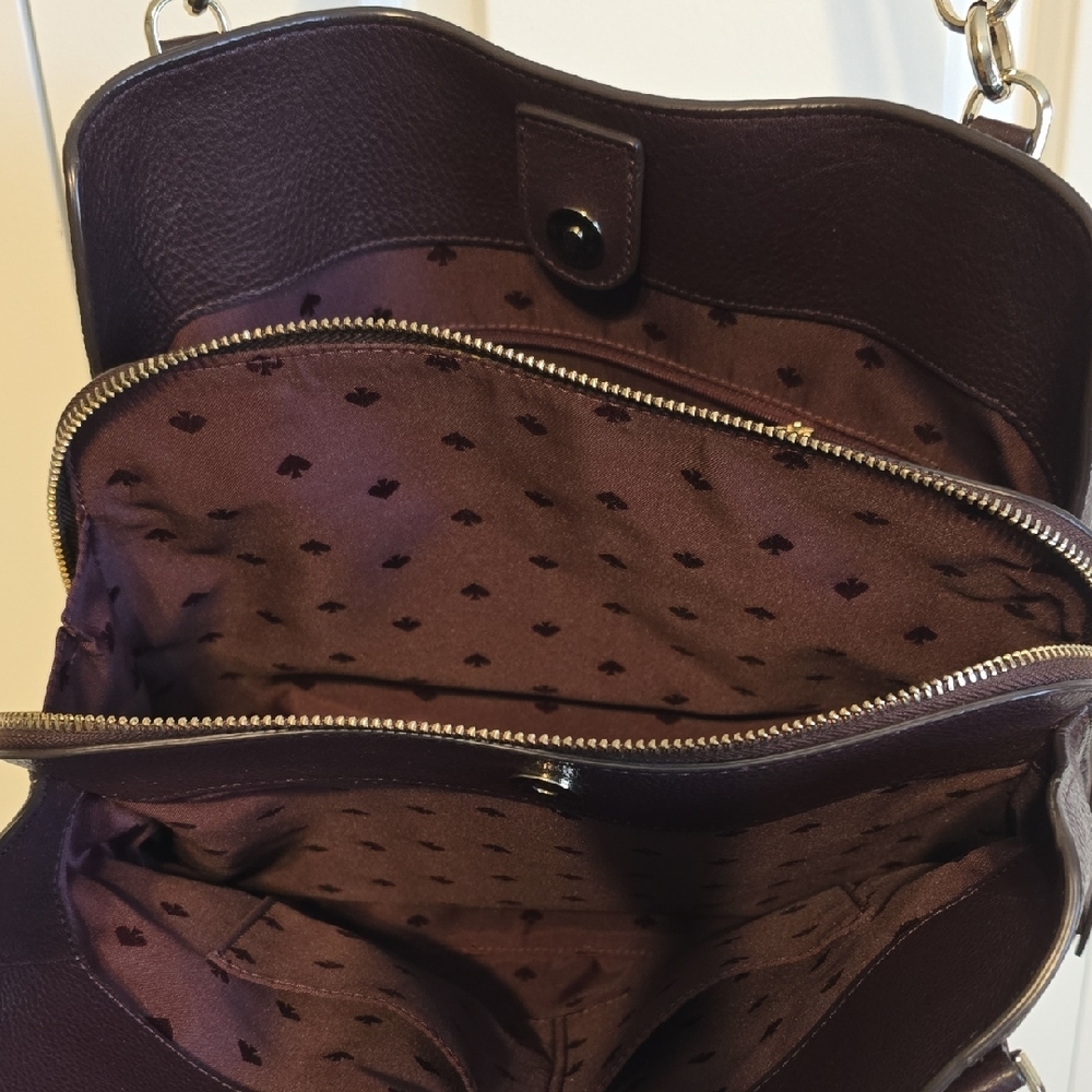 Kate Spade Dark Plum Wine Leather Shoulder Bag - Picture 2 of 9